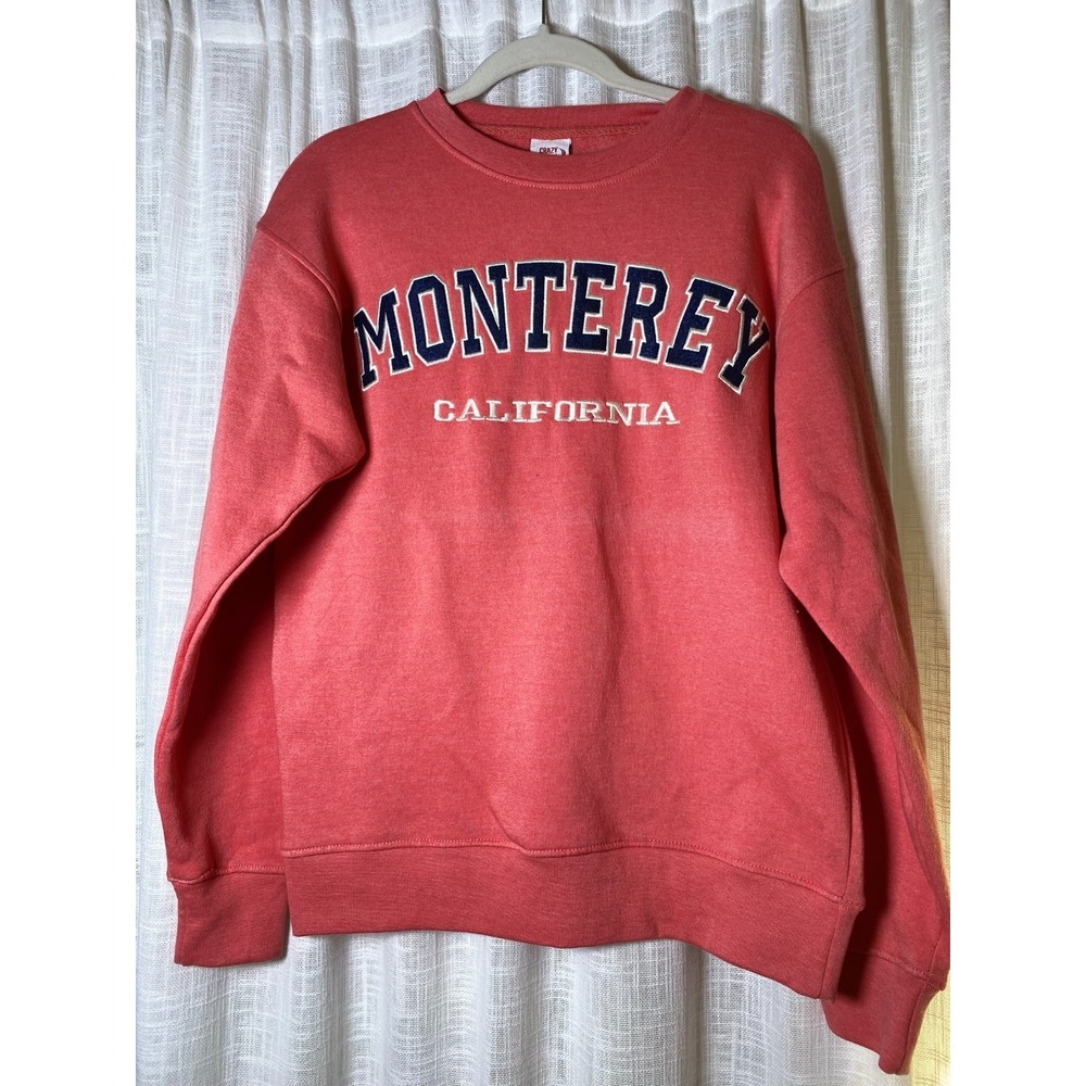 Monterey California Crewneck Sweatshirt Size Med Coral Embroidered, California